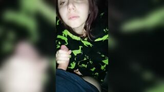 Her parents are asleep so she gives me a quick suck