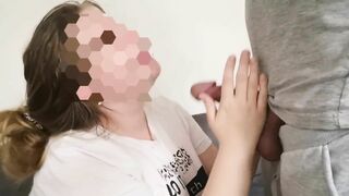 Homemade throat blowjob from a beautiful student with ending in her mouth.