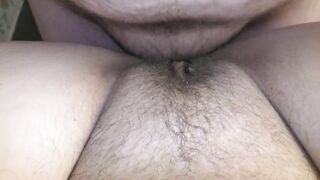 Cheating wife with hairy pussy taking huge oozing creampie! - Female POV