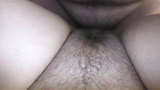 Cheating wife with hairy pussy taking huge oozing creampie! - Female POV