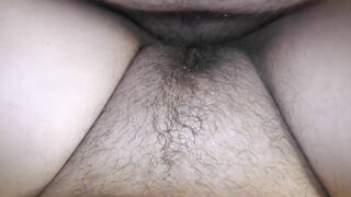 Cheating wife with hairy pussy taking huge oozing creampie! - Female POV