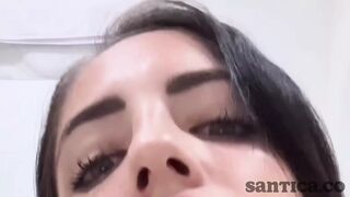 Busty latina practices her sloppy blowjob skills in the shower - Santica Mahito