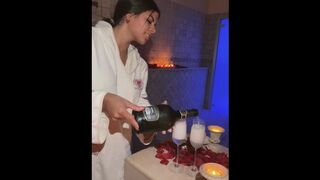 Nasty latinas drinking and playing lesbian games on jacuzzi Sheila Ortega and Venus Afrodita