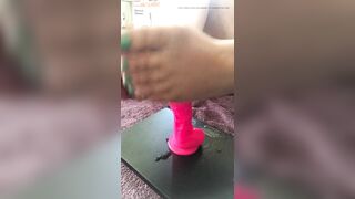 Wet sloppy dildo foot job