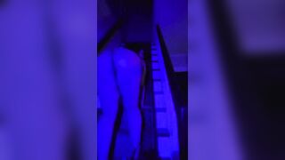 Thicc goth gf strip tease down the blacklight stairs