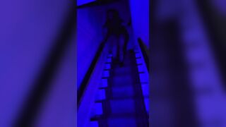 Thicc goth gf strip tease down the blacklight stairs