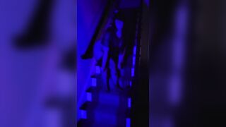 Thicc goth gf strip tease down the blacklight stairs