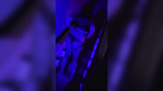 Thicc goth gf strip tease down the blacklight stairs