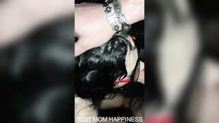 Big tits mom taking spit on face while sucking a cock