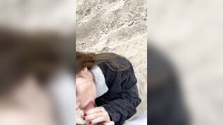 My 18 year old wife gives me a blowjob near the ocean