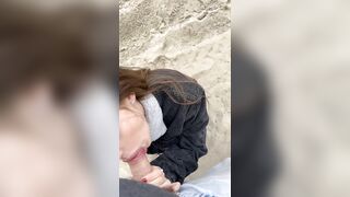 My 18 year old wife gives me a blowjob near the ocean