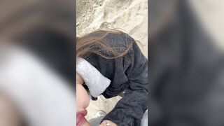 My 18 year old wife gives me a blowjob near the ocean