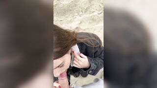 My 18 year old wife gives me a blowjob near the ocean