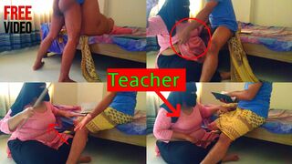 Sexy Female Teacher Gets Hot while Teaching Student, & She want Big Cock, when Student skip Read & Fucks Her & Cum Inside Pussy