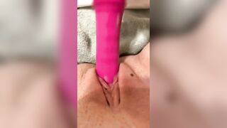 squirting on pink dildo