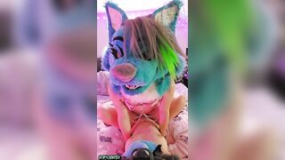 Transgender Furry In Pink Lingerie Roughly Fucks Alien Fursuiter!