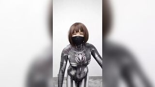 NANA Zentai and rainwear get Vibrators orgasm