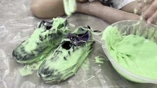 Trashing sneakers (trainers) with super sticky slime