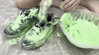 Trashing sneakers (trainers) with super sticky slime