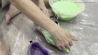 Trashing sneakers (trainers) with super sticky slime