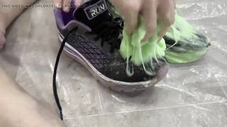 Trashing sneakers (trainers) with super sticky slime