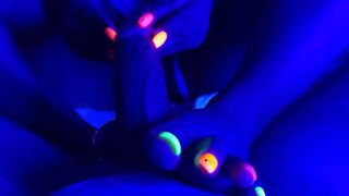 Neon Black Light Nails with Cumshot - Part 2