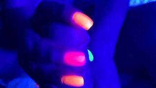 Neon Black Light Nails with Cumshot - Part 2