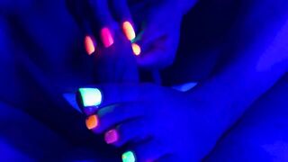 Neon Black Light Nails with Cumshot - Part 2