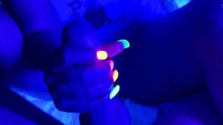 Neon Black Light Nails with Cumshot - Part 2