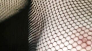 Bitch in Black Fishnets Rides Dick Reverse Cowgirl