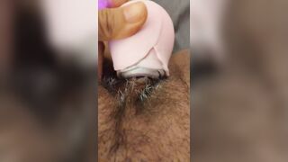 Hot Latina masturbating with rose clit vibe orgasm close up