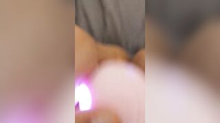 Hot Latina masturbating with rose clit vibe orgasm close up