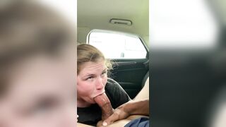 POV deepthroat in target parking lot during the day with no tints