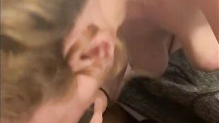 Blonde Gets Hair Pulled and Creams all over Dick