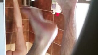 Spy my hairy pussy wife french in shower