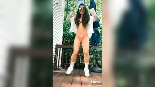 Tik Tok Female: Cute asian american nerd dancing.