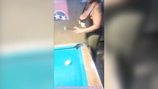 Big busty ebony tits shooting pool