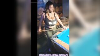 Big busty ebony tits shooting pool