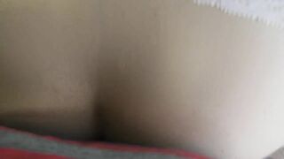 Masked Mullet gives a panty pop- blowjob and short fuck before blowing his load on her panties.