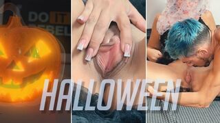 Halloween foreplay - I lick her pussy before fucking her