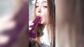 Pretty woman takes a big dick in her throat