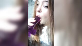 Pretty woman takes a big dick in her throat