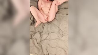 spreading my long lip wet pussy, fast orgasm rubbing clit