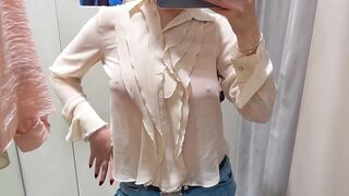 Trying on Haul Transparent See through Clothing Sexy Girl Hard Nipples