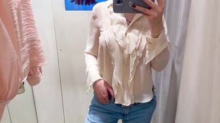 Trying on Haul Transparent See through Clothing Sexy Girl Hard Nipples