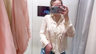 Trying on Haul Transparent See through Clothing Sexy Girl Hard Nipples