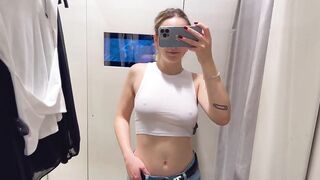 Trying on Haul Transparent See through Clothing Sexy Girl Hard Nipples