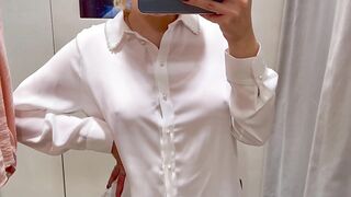 Trying on Haul Transparent See through Clothing Sexy Girl Hard Nipples