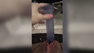 8 Inch Dildo Fucking Legs Flexy Ball Gag Fishnets Office Chair SQUIRTING ALL OVER MIRROR WALL Orgasm