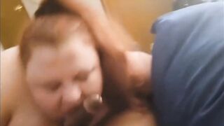 Cock worshipping daddy's BBC X2 cumshot